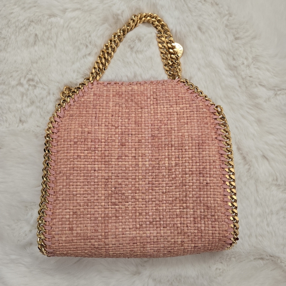 Authentic Stella McCartney Metallic Woven Raffia Tiny Fold Over Falabella - Picture 2 of 12